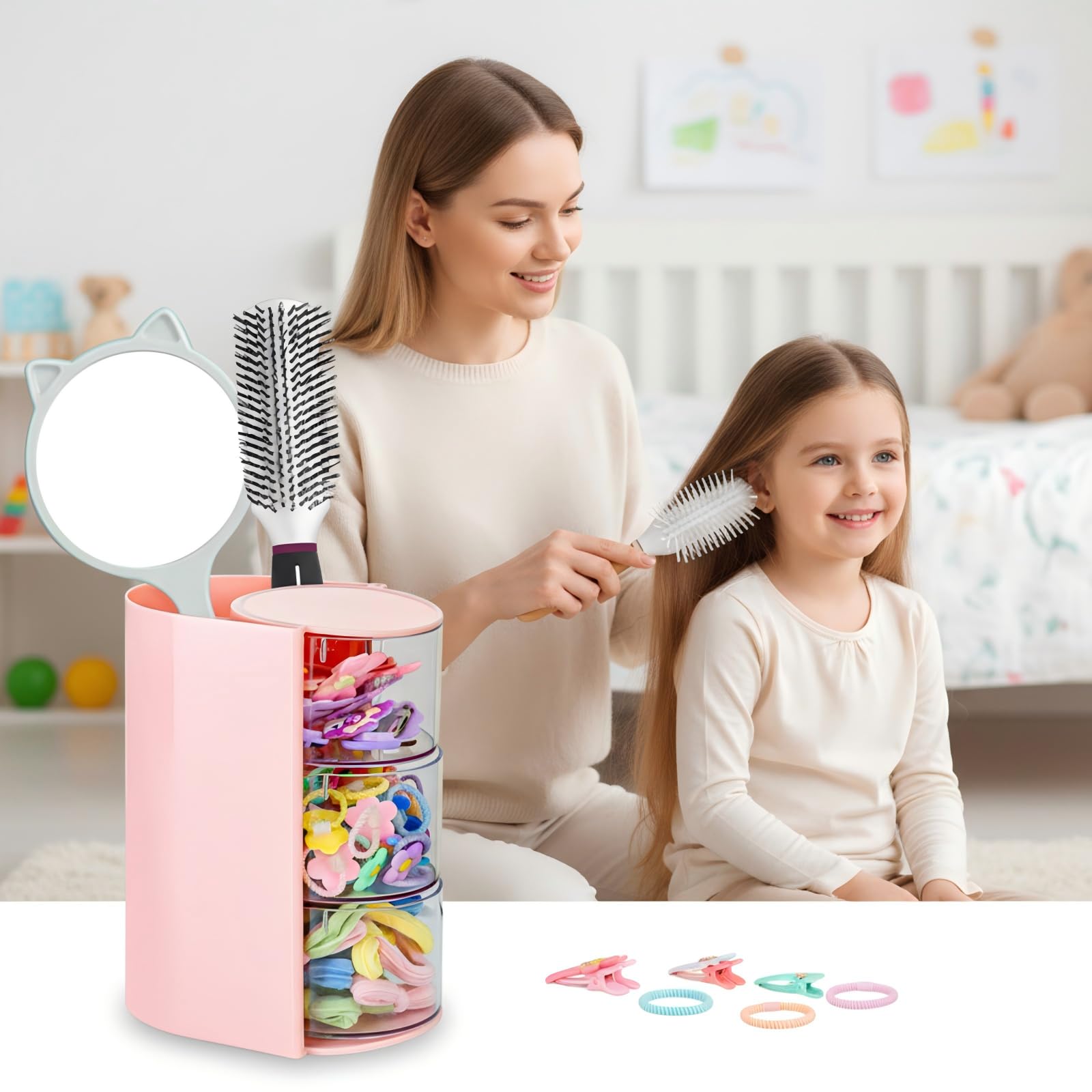 Luscinia brush holder and makeup organizer keeps brushes and cosmetics within easy reach.