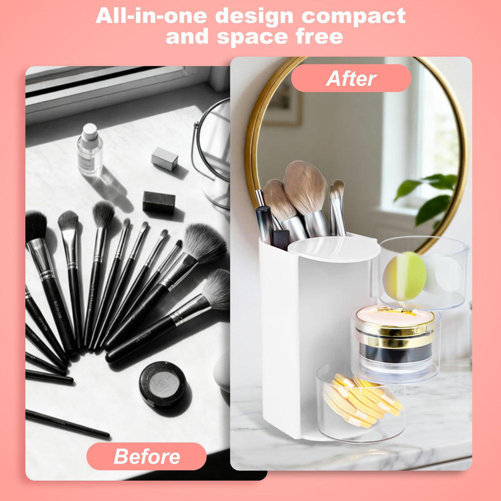 Luscinia daily accessories tower in compact vanity setup.