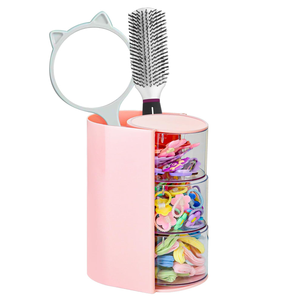 Luscinia hair organizer with a 180-degree rotatable design for quick access to clips and brushes.