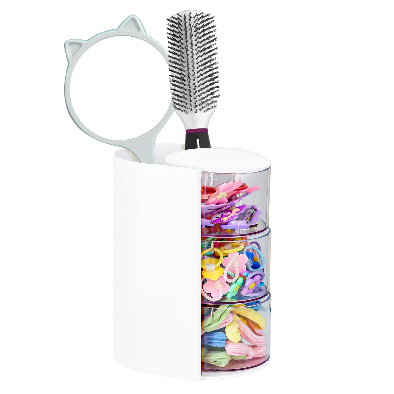 Luscinia rotatable hair accessories organizer showing 180° swivel access.