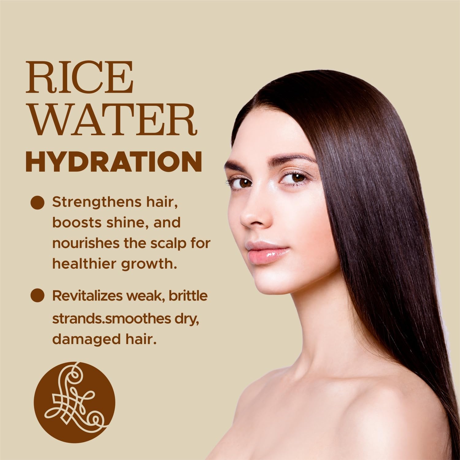 Cabello con textura sedosa gracias al arroz y la fórmula Luseta.
