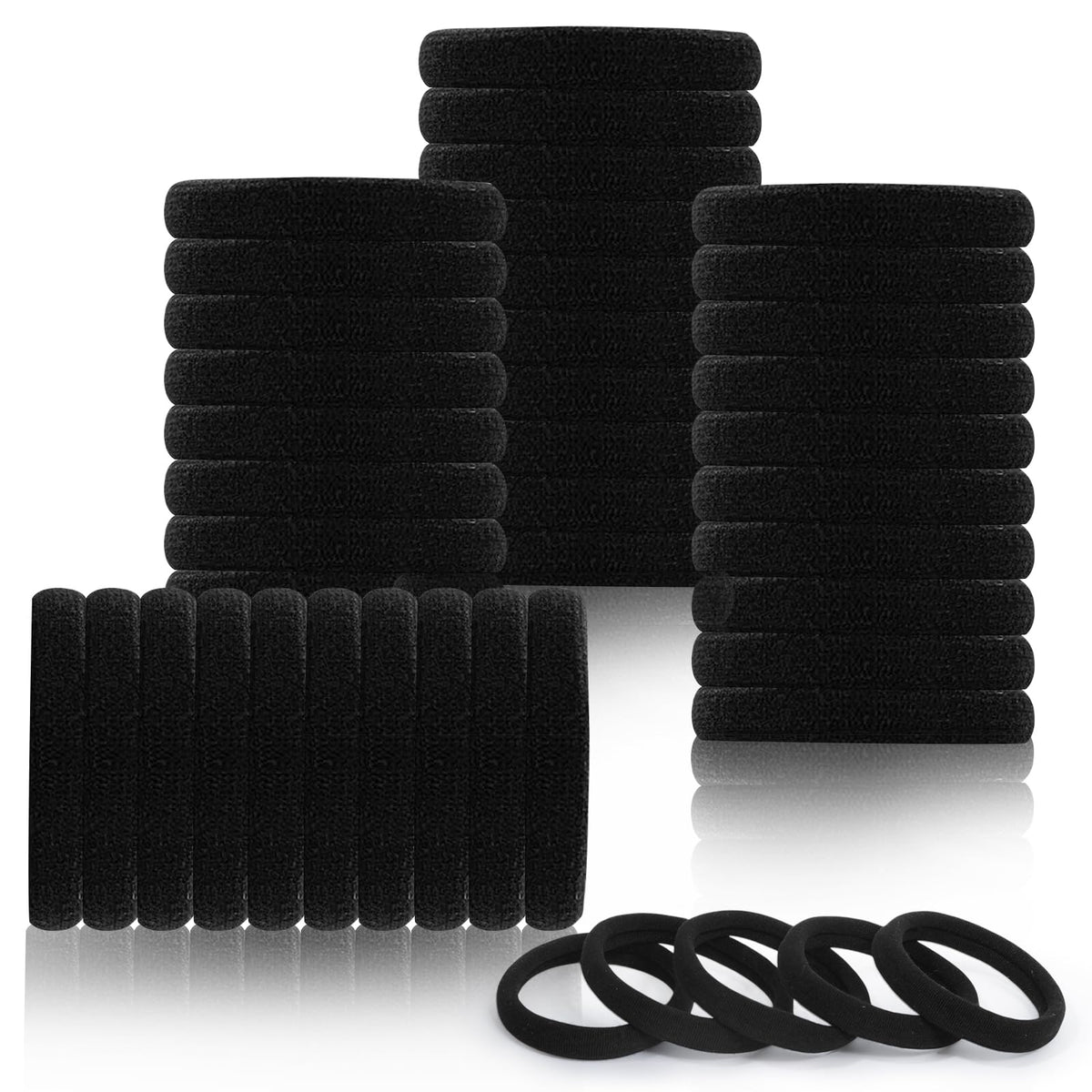 LuSeren 80-piece black thick hair ties for daily secure styling.
