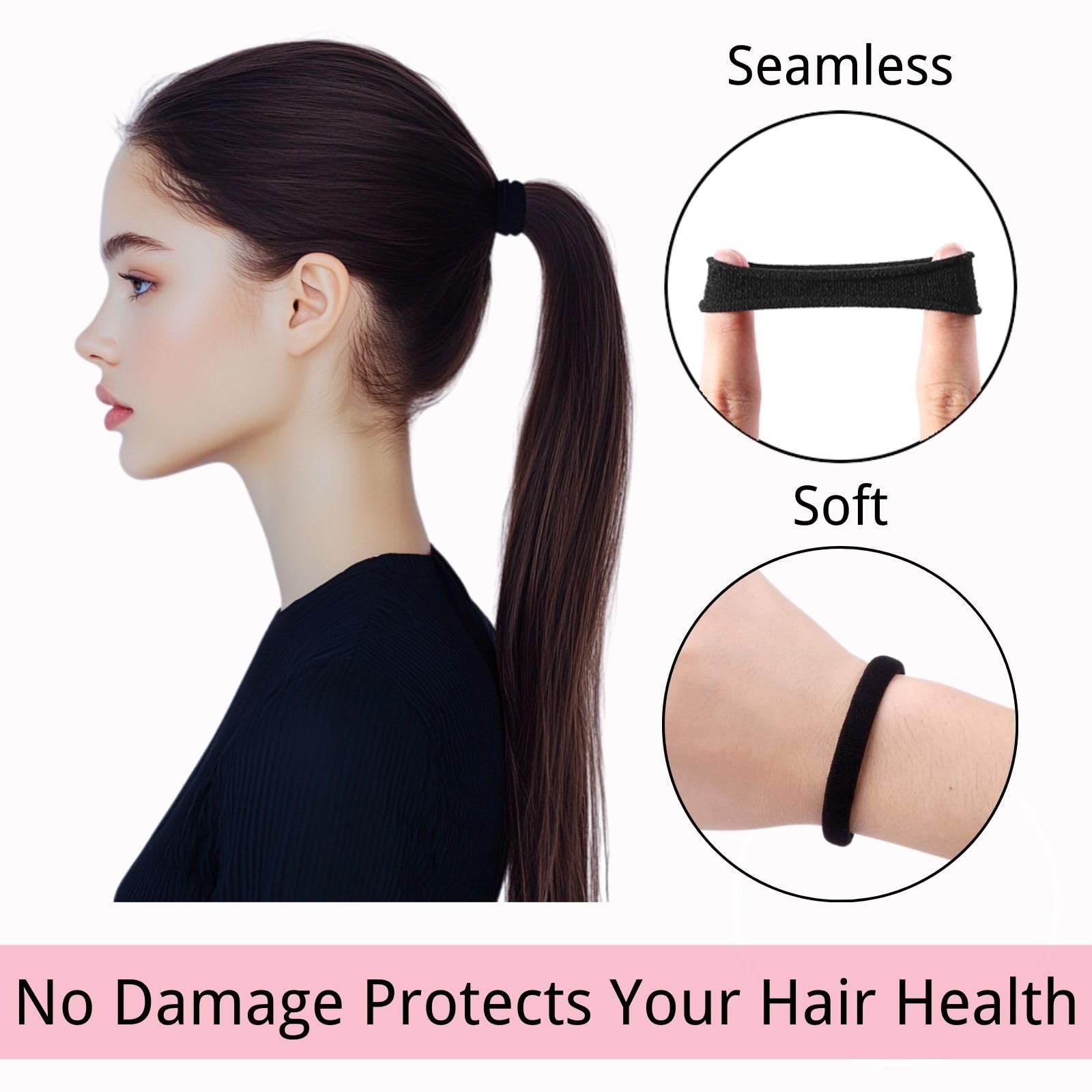 LuSeren matte black hair ties blend with outfits for professional and casual looks