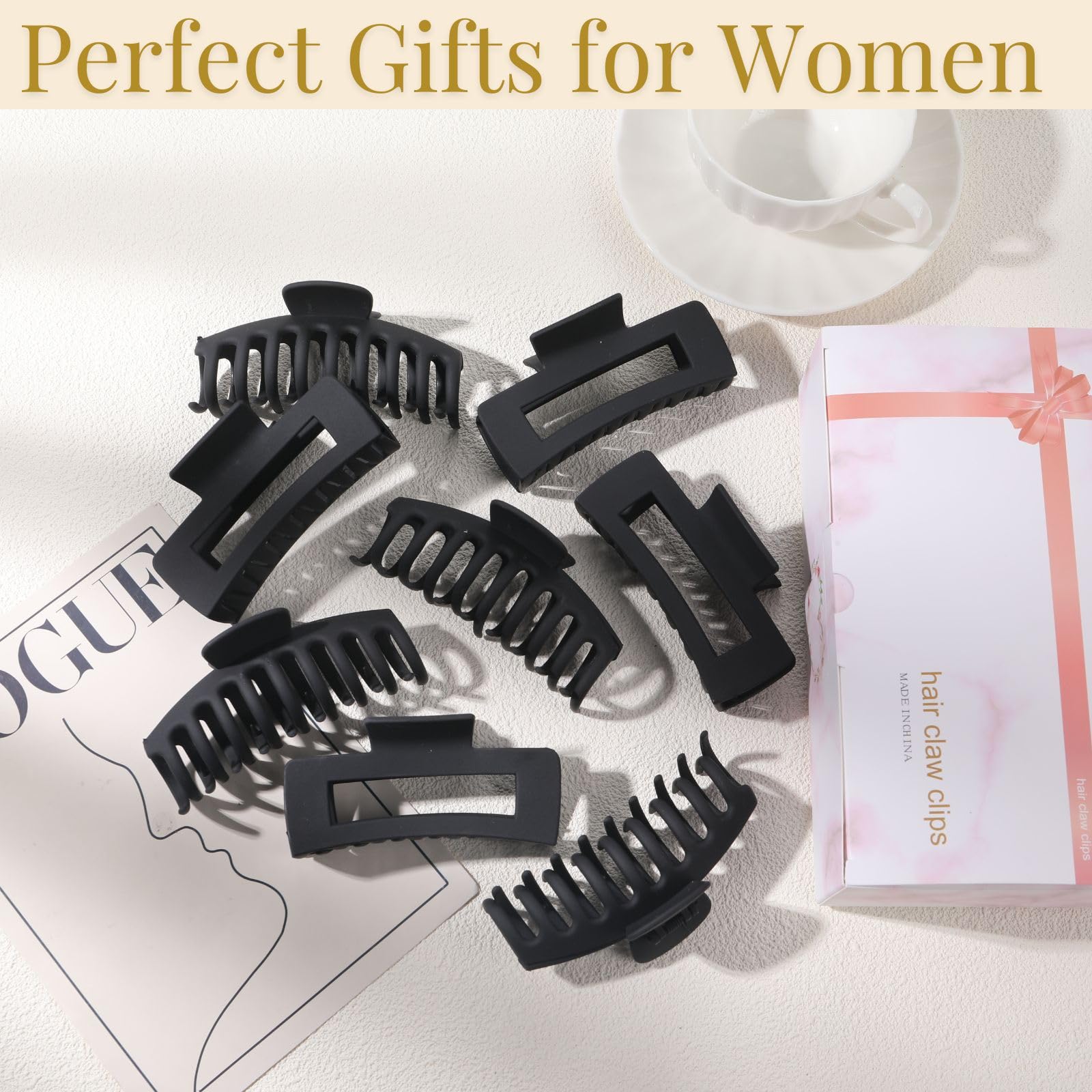 LuSeren caja regalo pinzas cabello negro, presentación elegante para regalo.