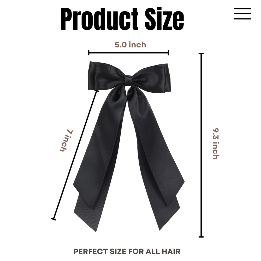 LuSeren black satin bow clip for versatile styling in daily looks