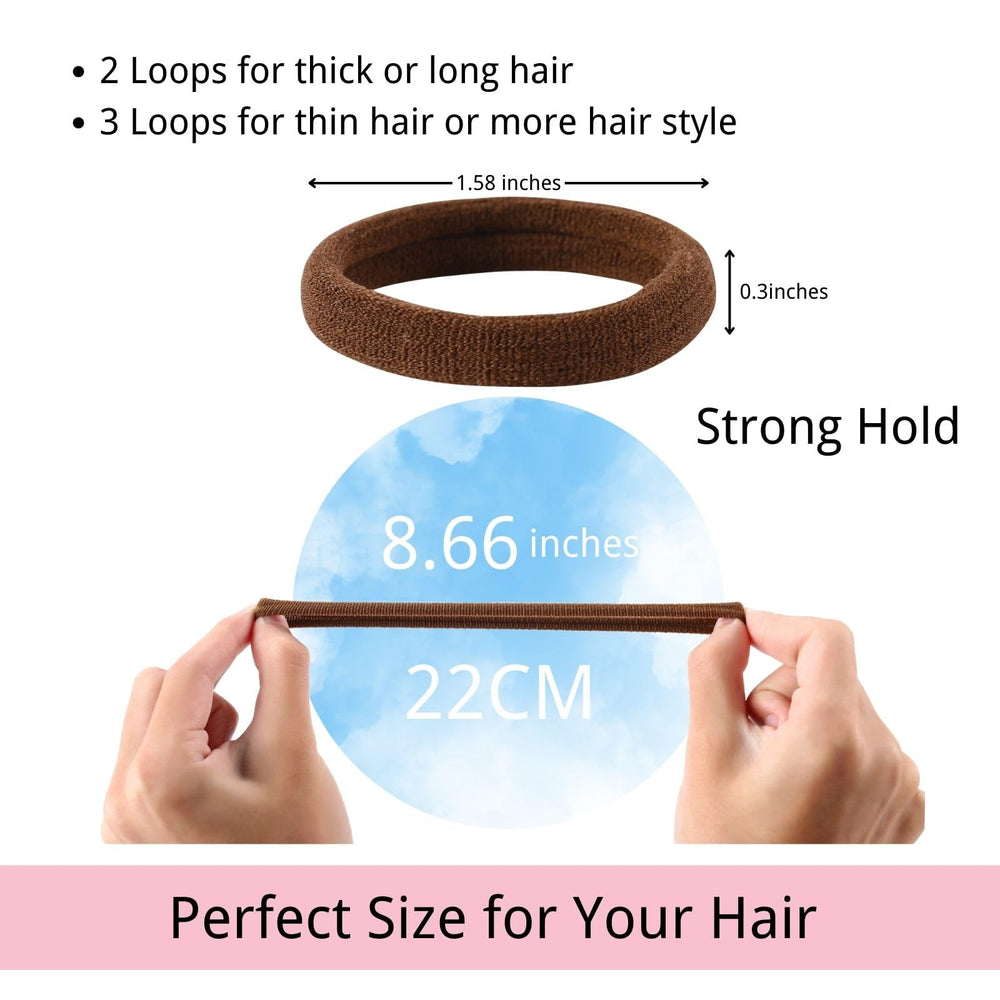 Large soft seamless nylon hair elastics for easy daily ponytails
