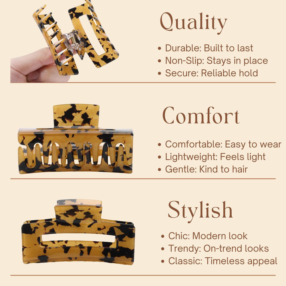 LuSeren medium rectangle acetate clip for all day comfort.