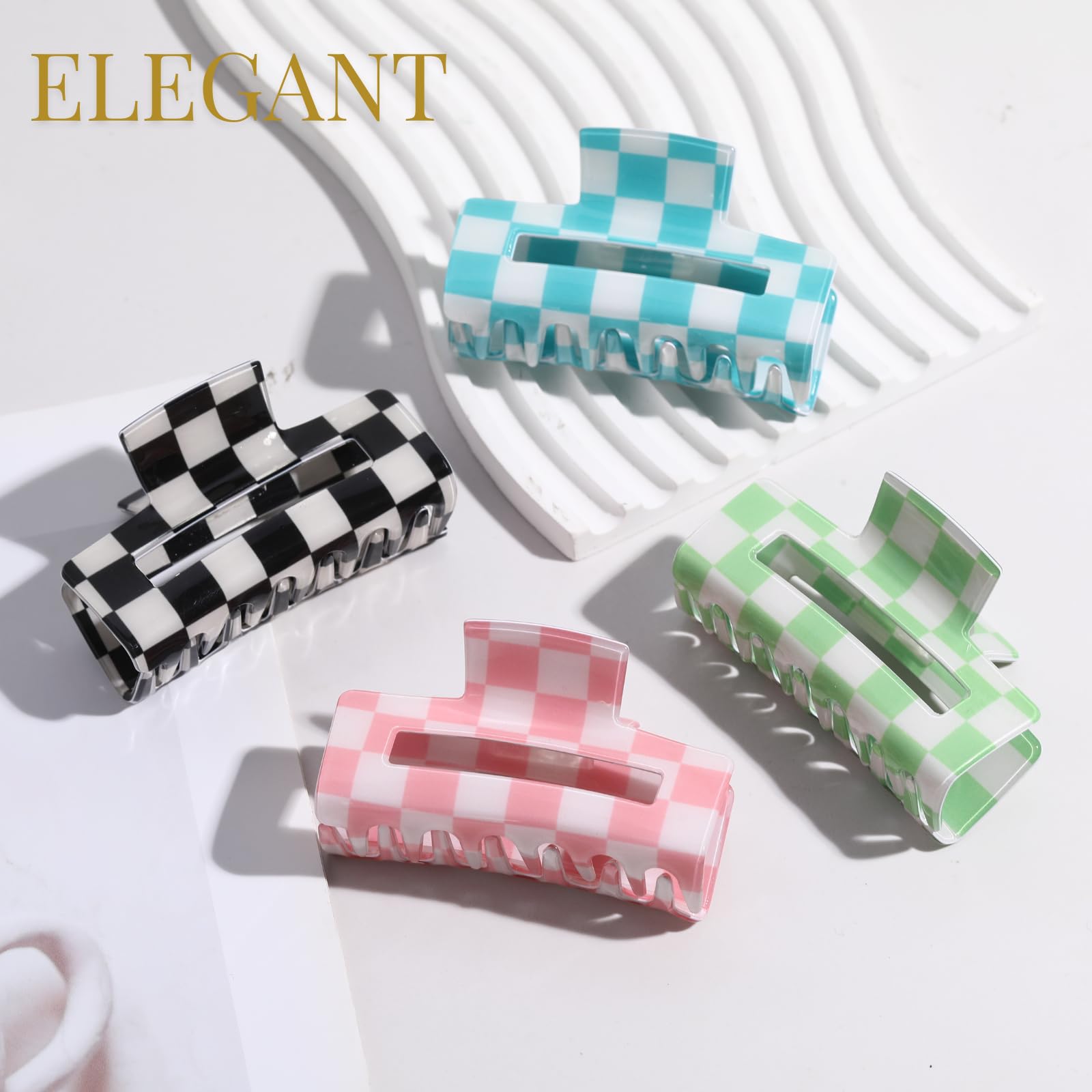 LuSeren mint green checkered clip pairs with casual outfits and secures hair
