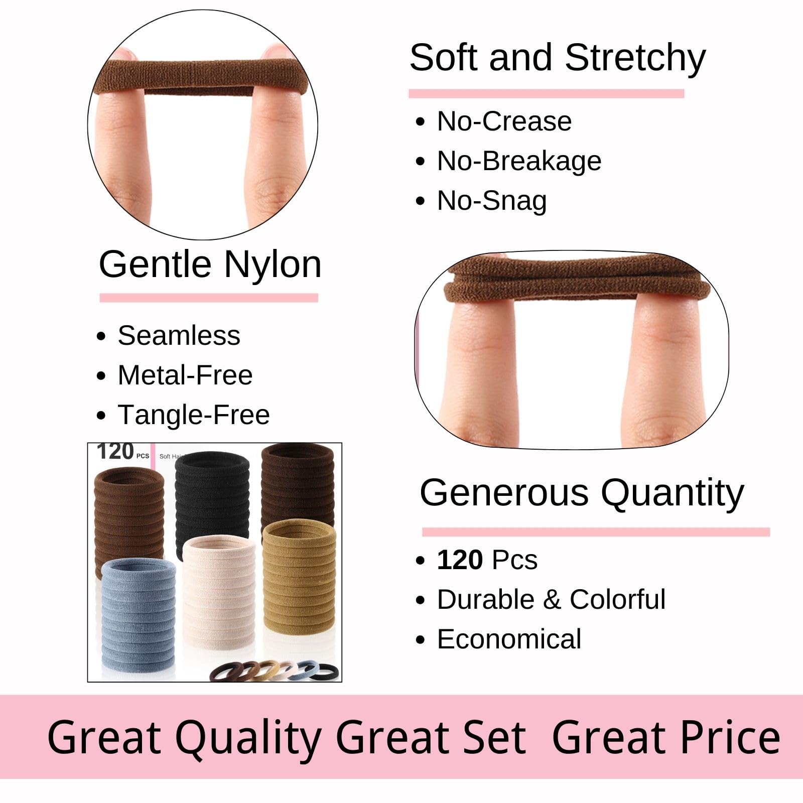 Neutral color ponytail holders that blend with outfits