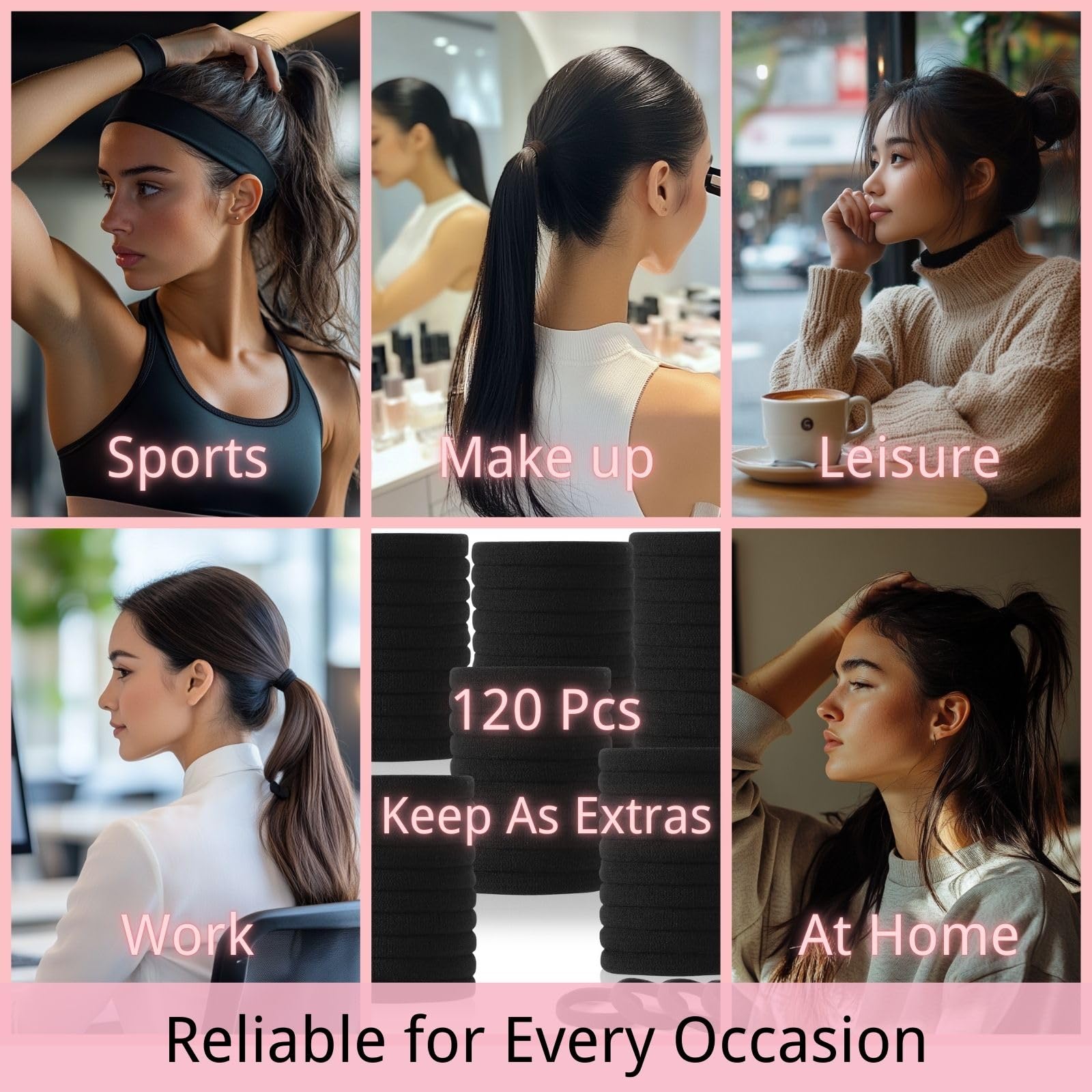 LuSeren no-slip hair ties minimize snagging on thick ponytails