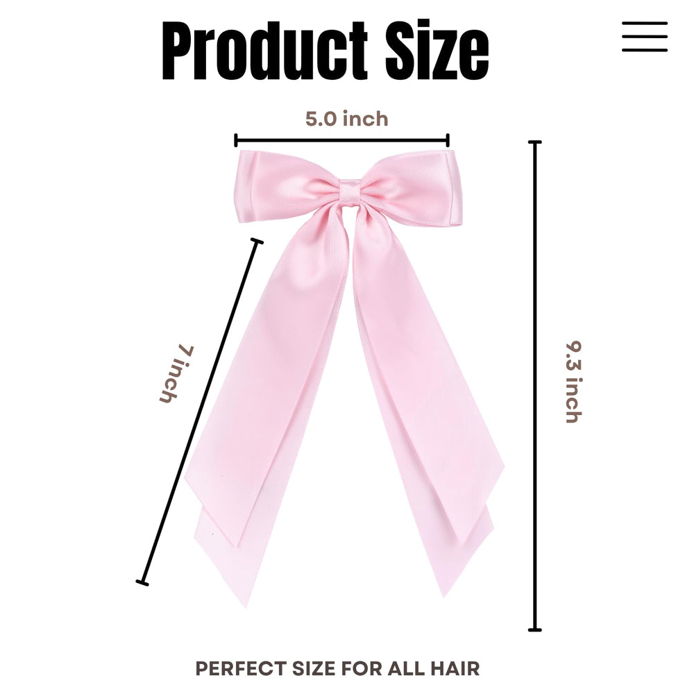 LuSeren pink satin hair bow clip adds gentle shine to hair