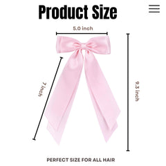 LuSeren pink satin hair bow clip adds gentle shine to hair