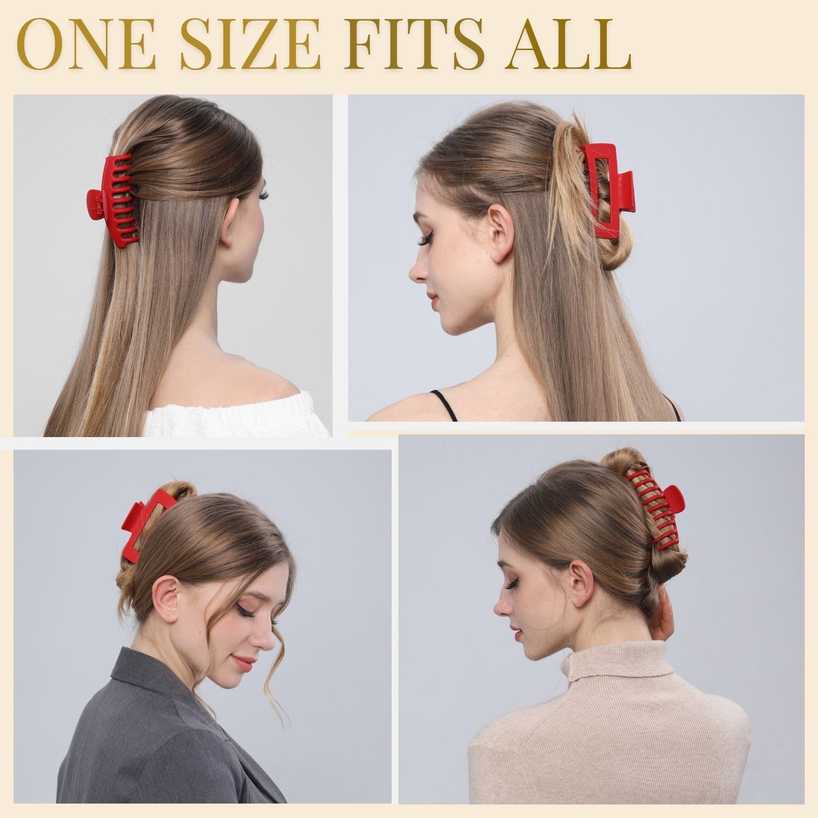 LuSeren pinzas rojas para cabello rizado: sujeción estable y cómoda.