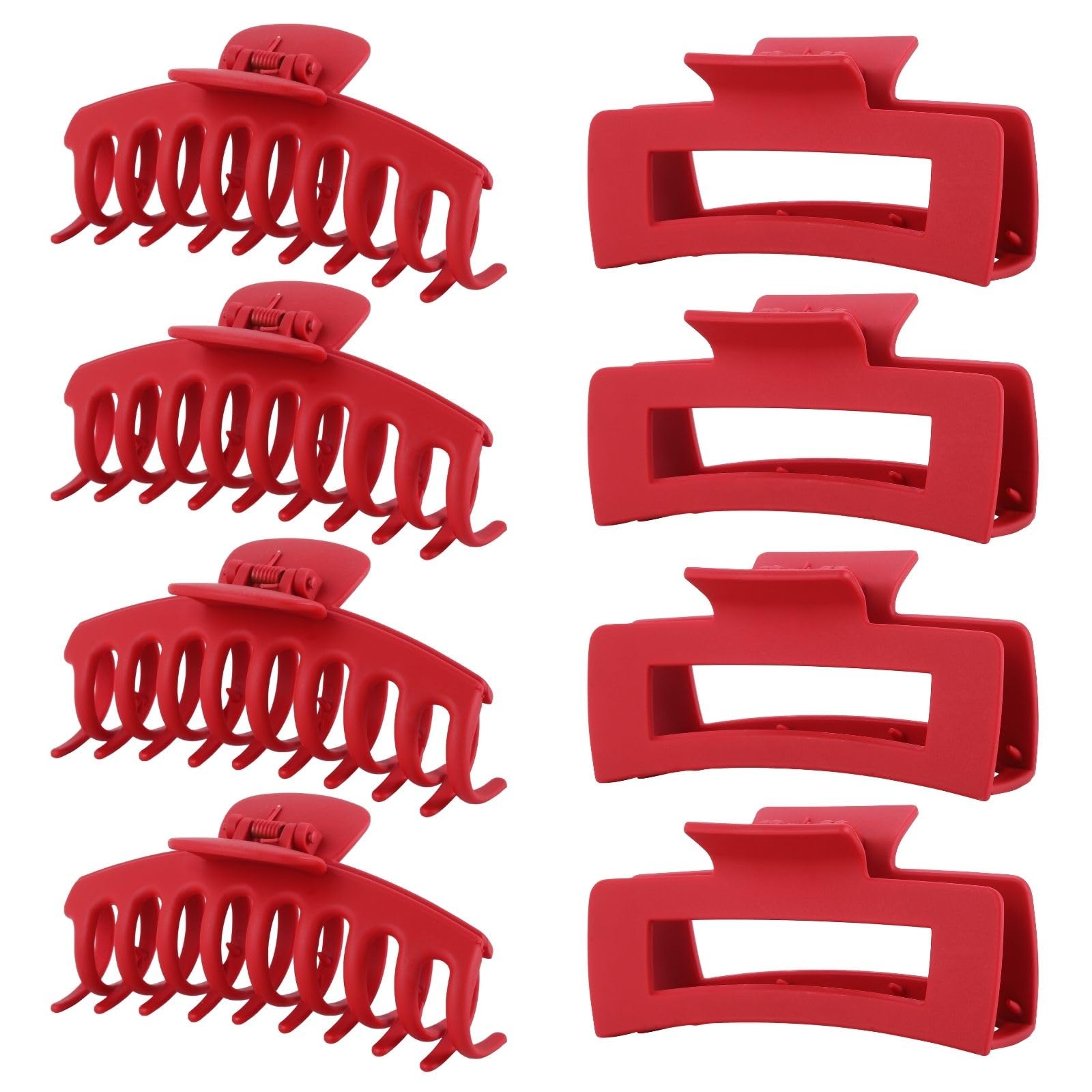 LuSeren pinzas de pelo rojas 8-pack: agarre firme para peinados duraderos.