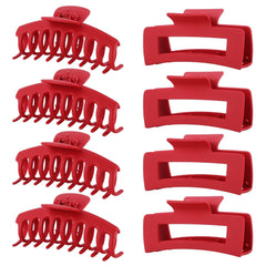 LuSeren pinzas de pelo rojas 8-pack: agarre firme para peinados duraderos.