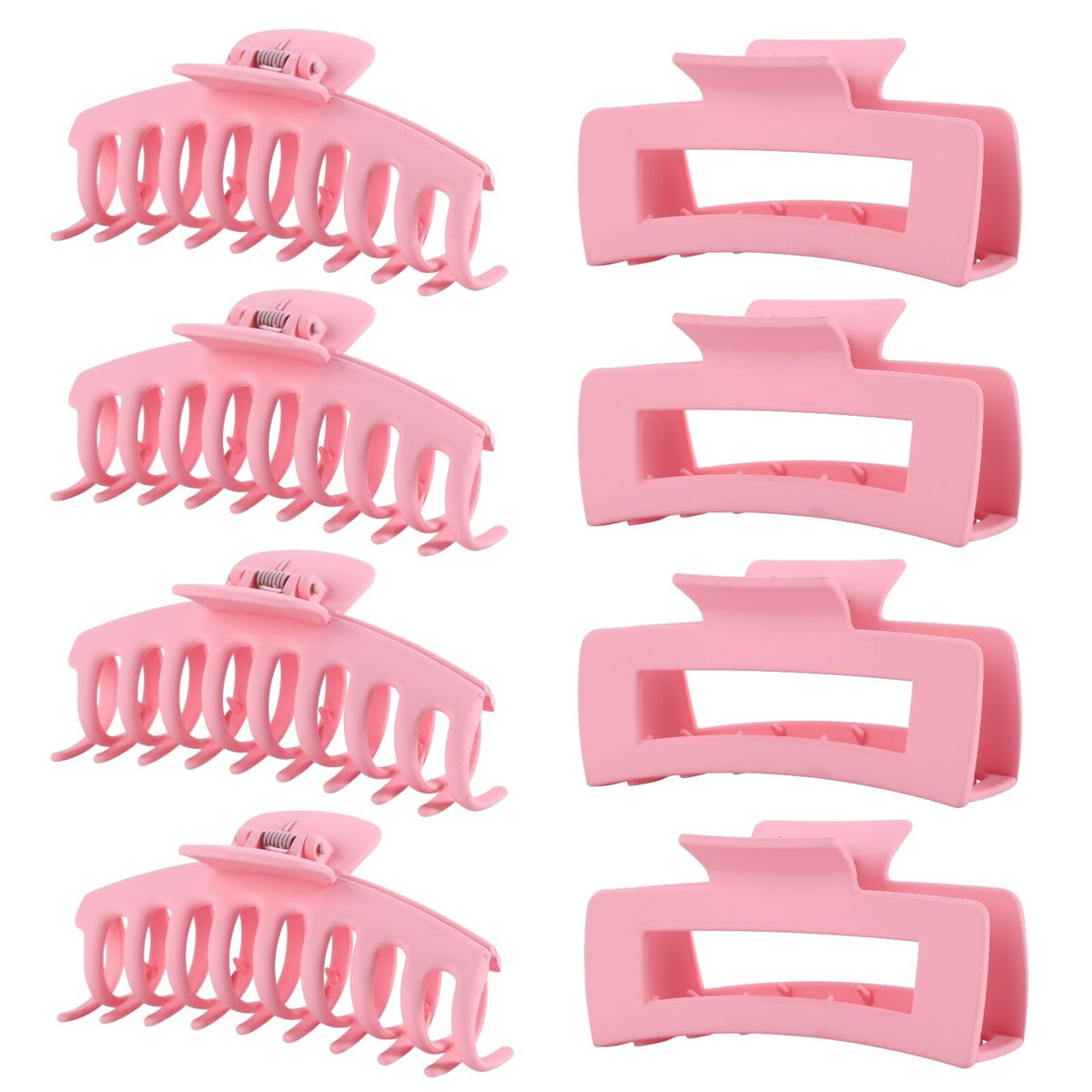Pinzas LuSeren rosa de 8 unidades para cabello, agarre seguro.