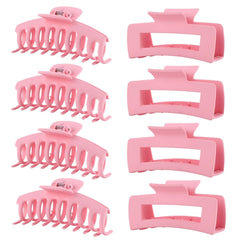 Pinzas LuSeren rosa de 8 unidades para cabello, agarre seguro.