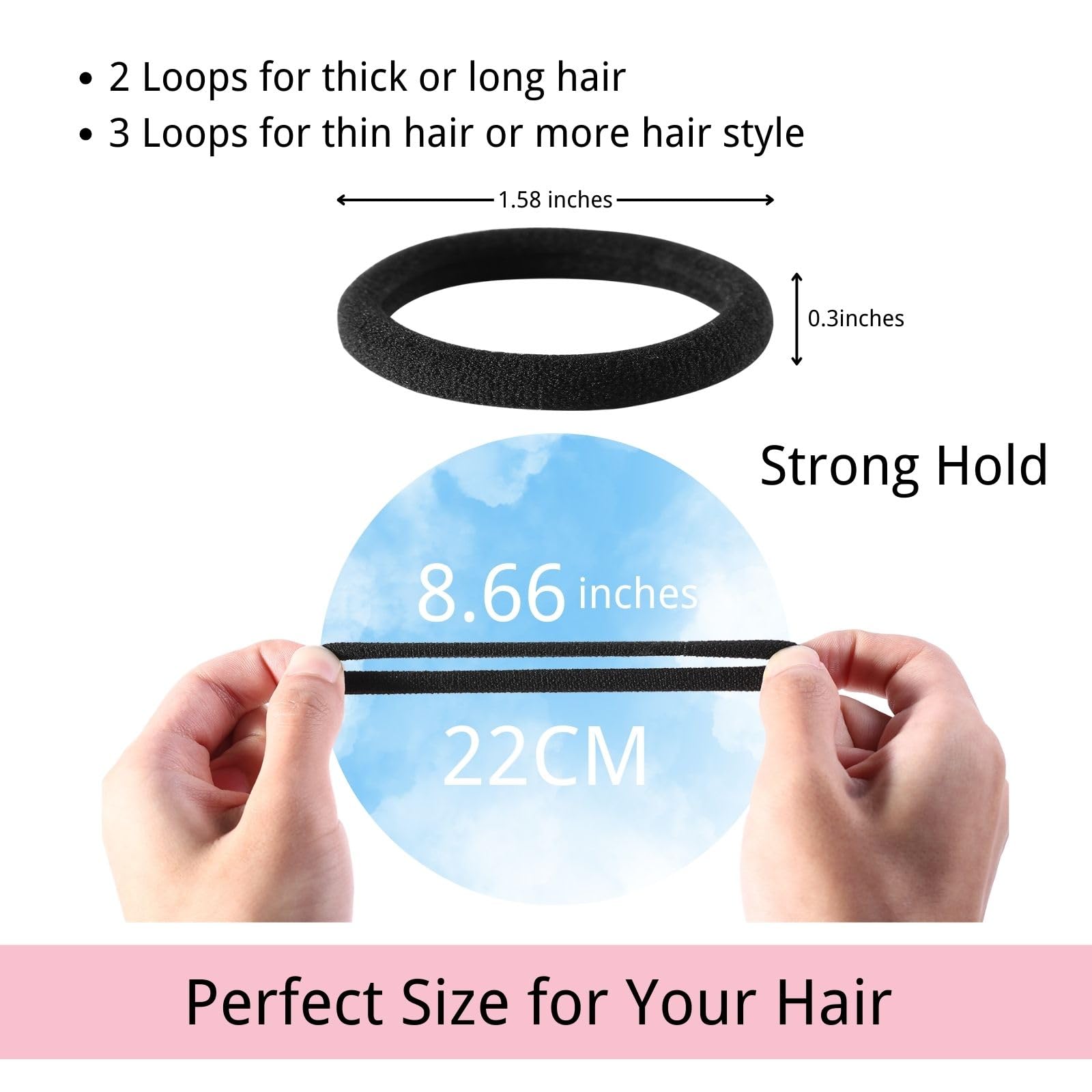 LuSeren strong-hold hair elastics designed for thick hair stay secure during workouts