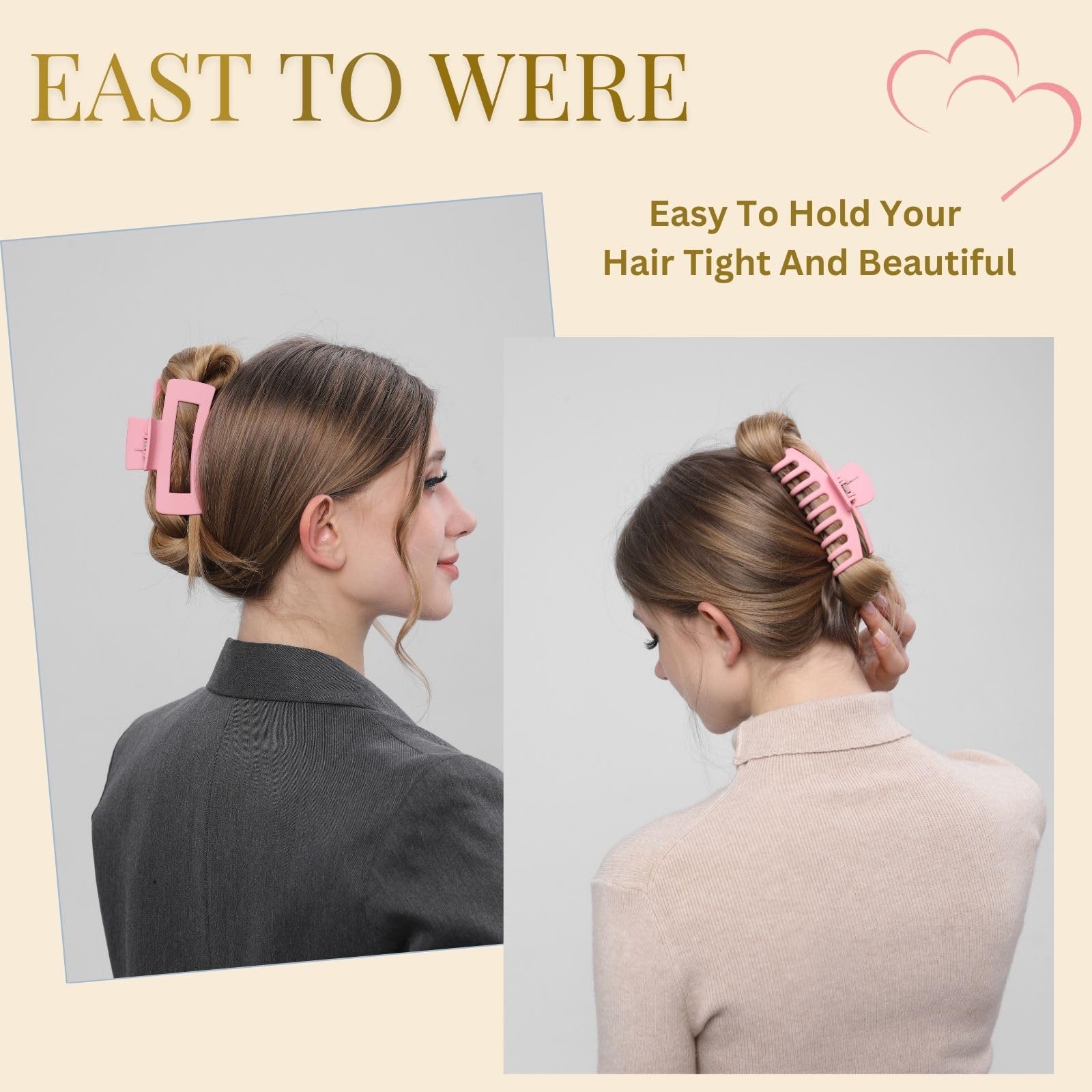 LuSeren pinzas pelo rosa, sujeción firme para cabello grueso.