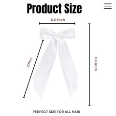 LuSeren white satin bow close-up with alligator clip for elegant finish.
