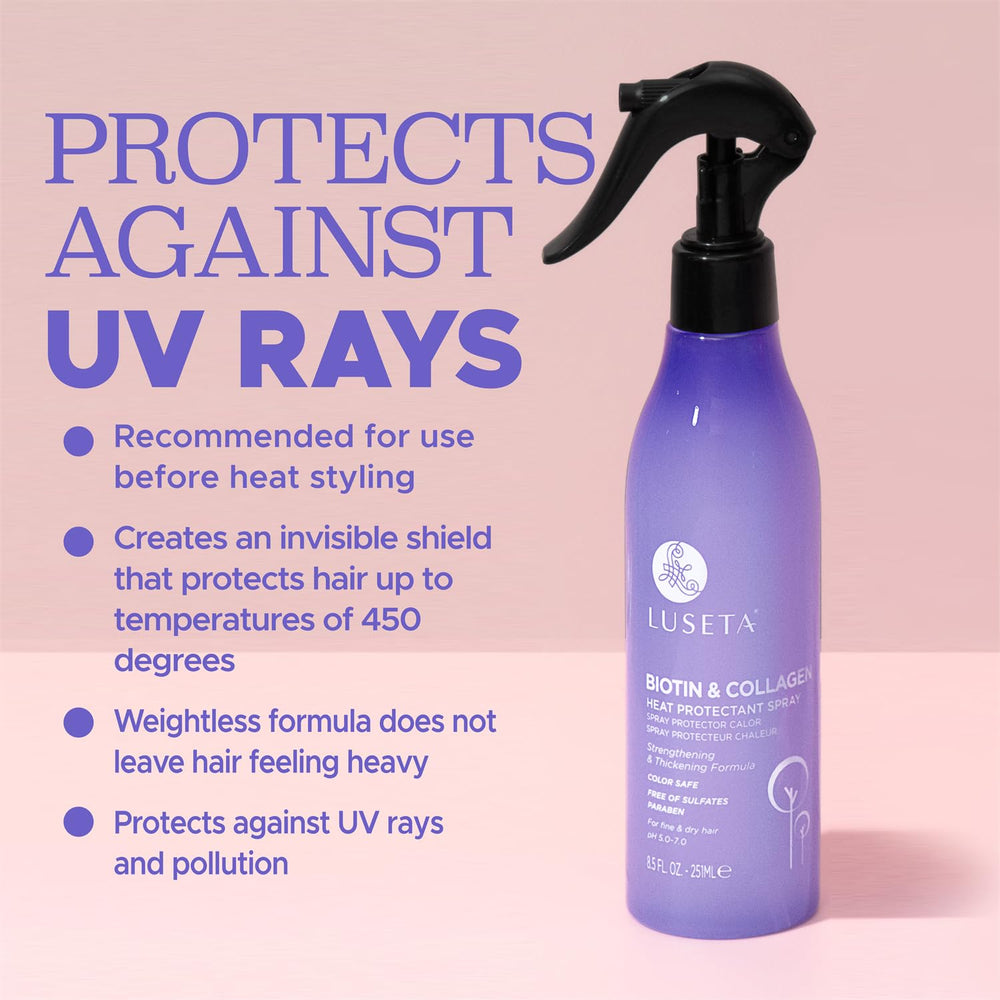 Aplicación en cabello antes del peinado para protección contra calor.