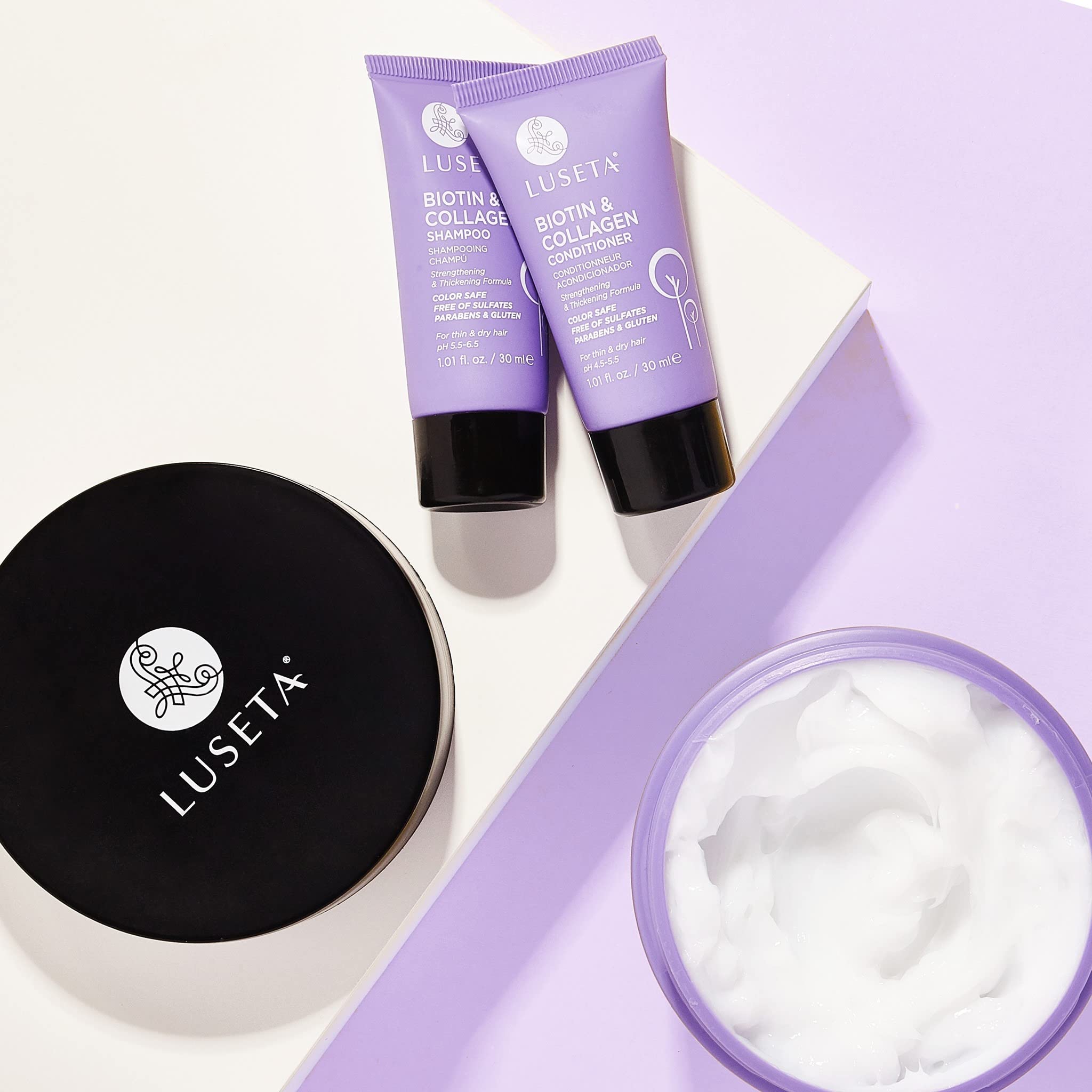 Aplicacion de la mascarilla capilar Luseta para resultados saludables.