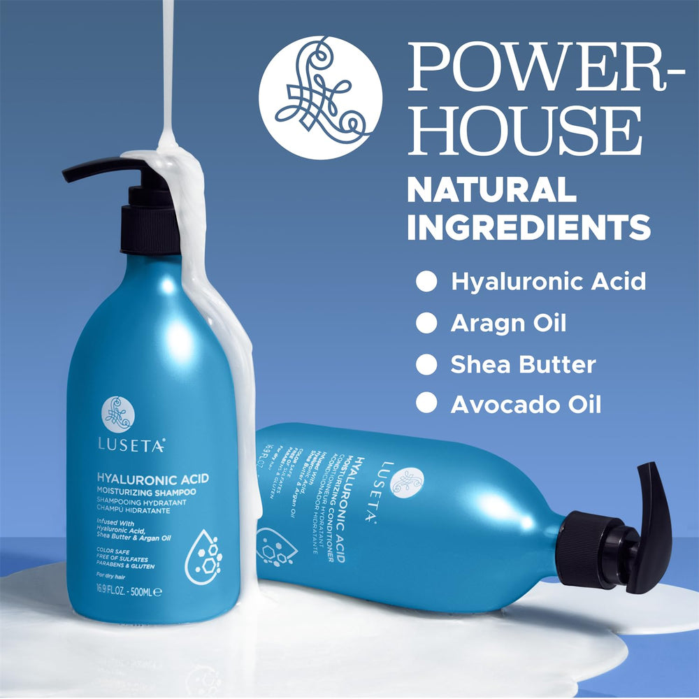 Luseta argan oil and shea butter ingredients jar highlights nourishing formula.