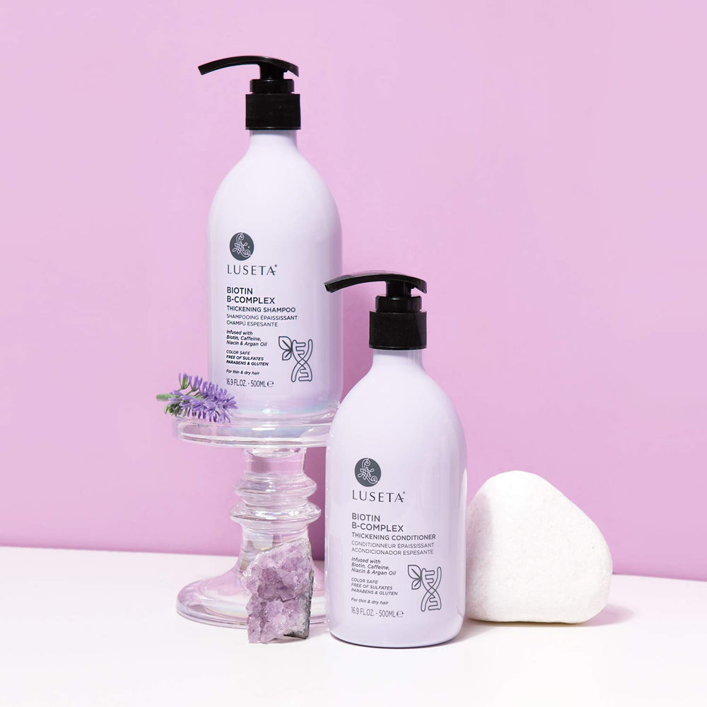 Luseta Biotin B-Complex Conditioner pour suggesting smooth, manageable hair results