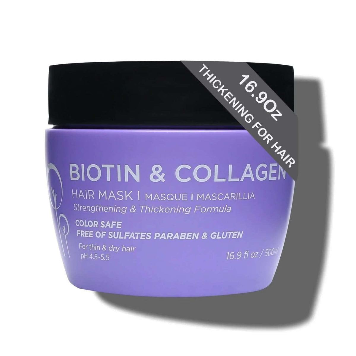 Luseta Biotina y Colágeno mascarilla en bote para cabello seco y dañado.