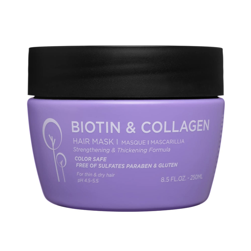 Mascarilla capilar Luseta biotina y colágeno en bote para cabello fino.