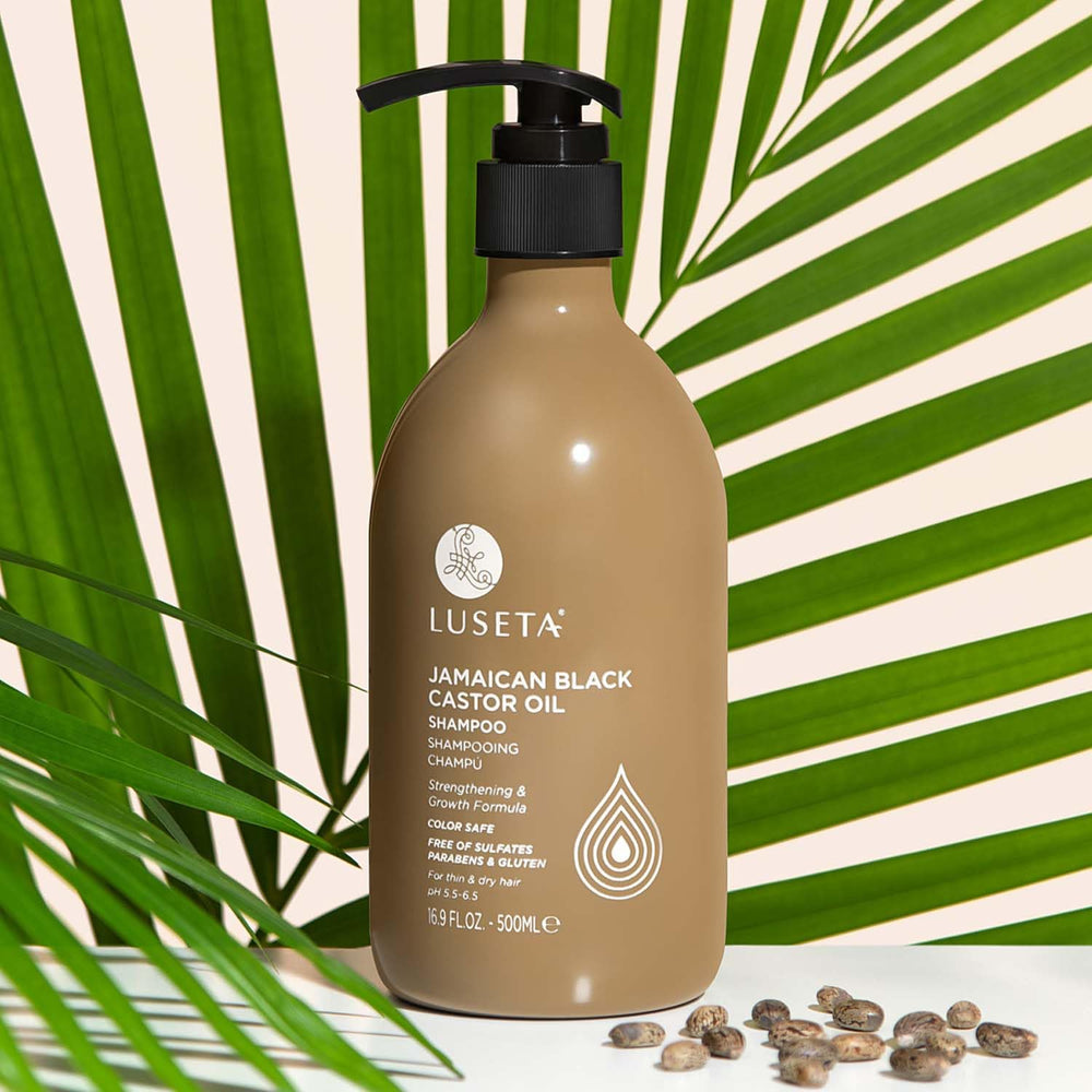Luseta Castor Oil Set packaging emphasizes sulfate-free formula.