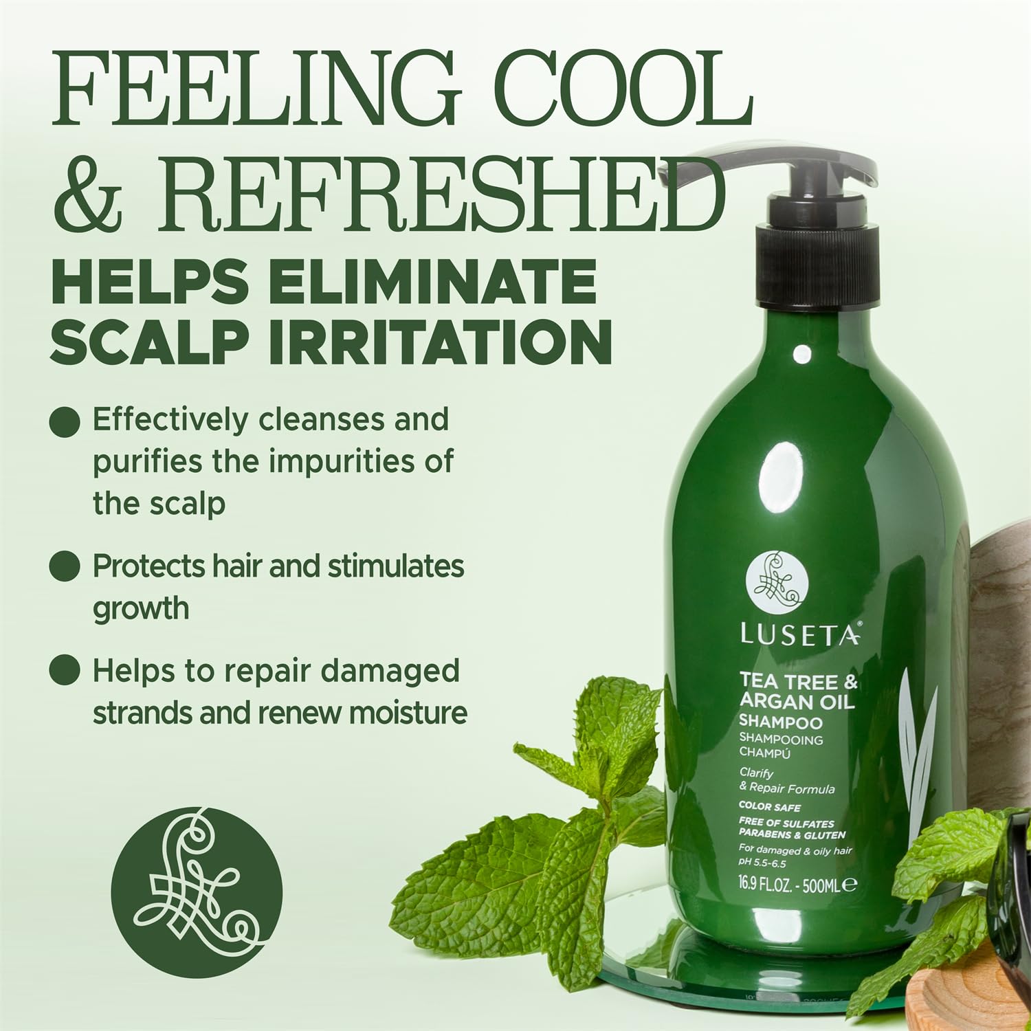 Luseta Champú con Aceite de Argán penetra y humecta el cabello.