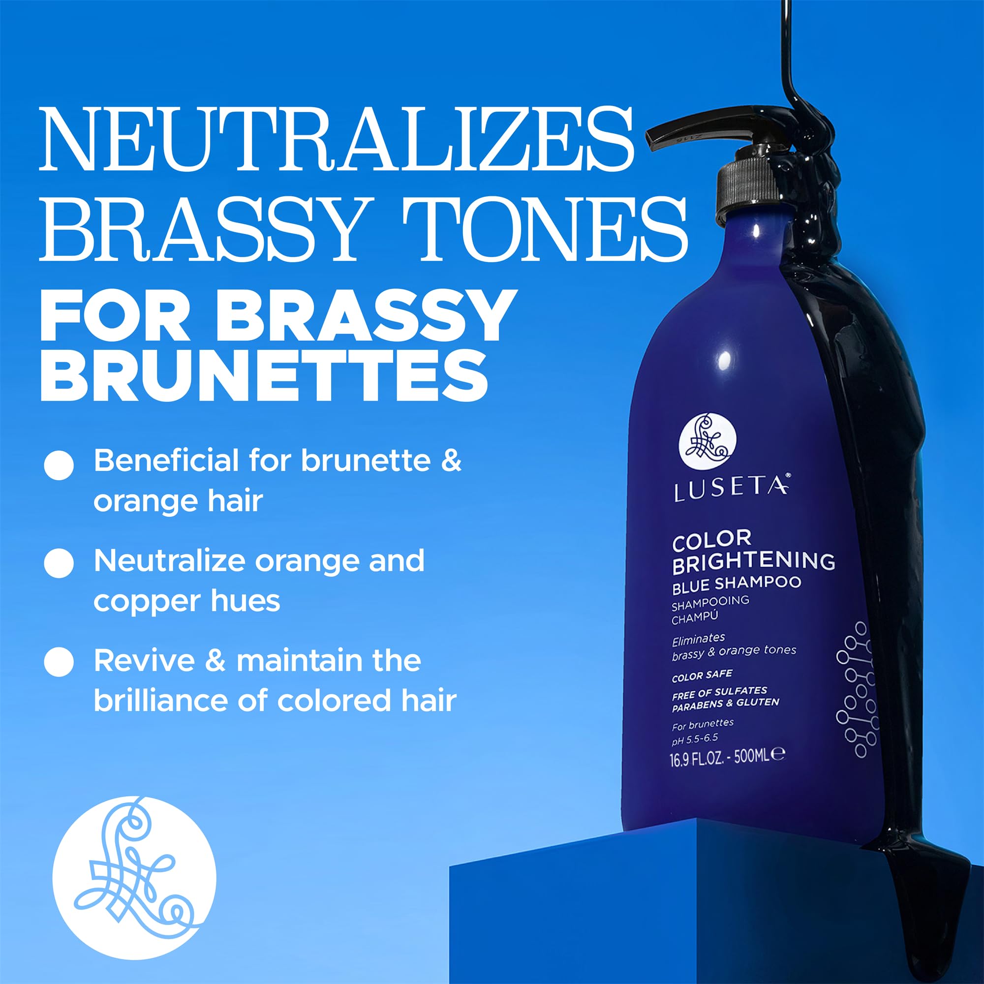 Luseta Blue Shampoo lather highlights gentle cleansing and toning.