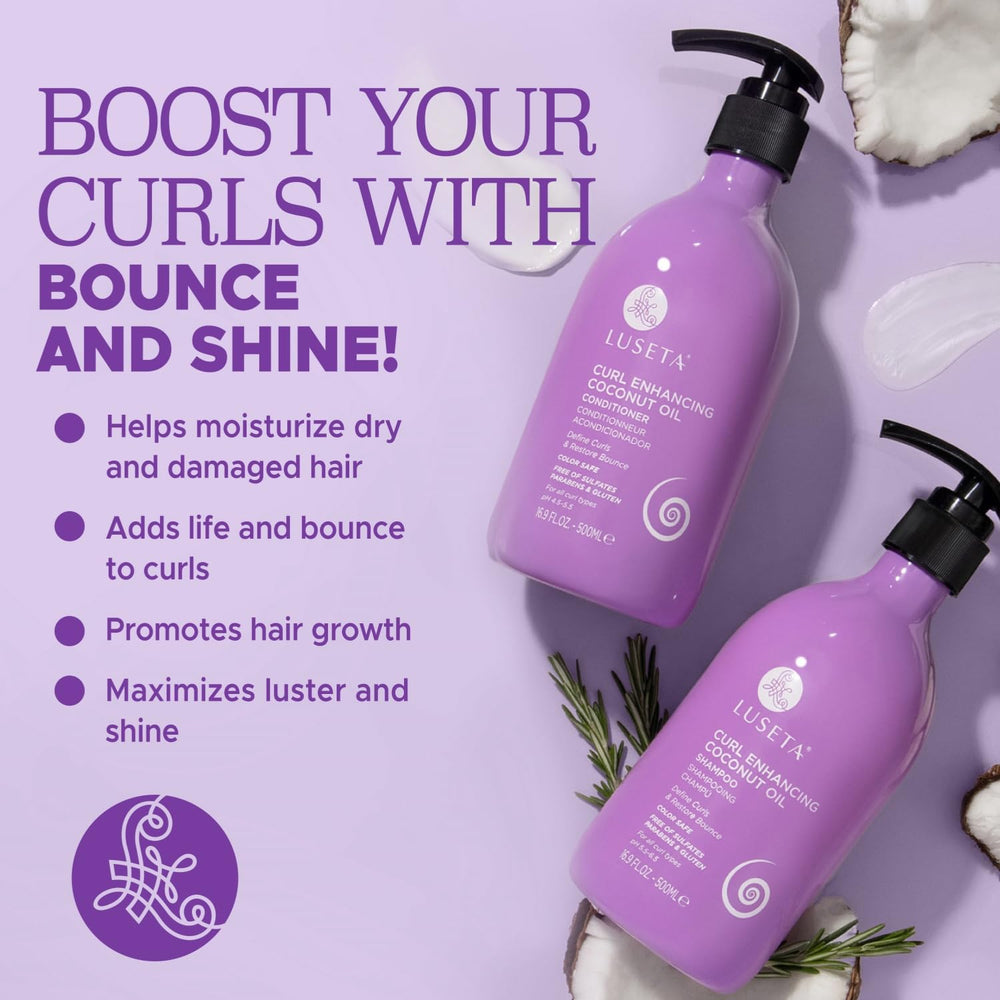 L LUSETA Luseta Curl Enhancing Coconut Oil Conditioner tube softens curls and adds bounce.