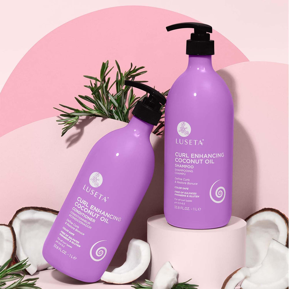 Luseta Curly Conditioner bottle closeup delivers deep moisture and detangling.