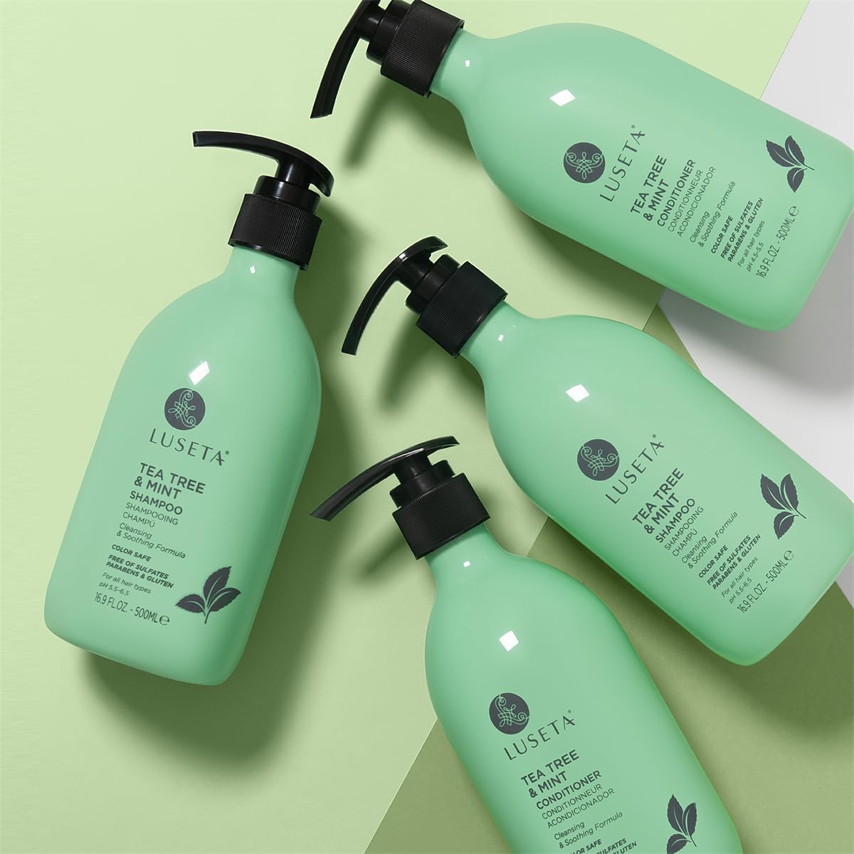 Luseta Clear bottle with pump signals refreshing, clarifying care for dandruff-friendly routine.