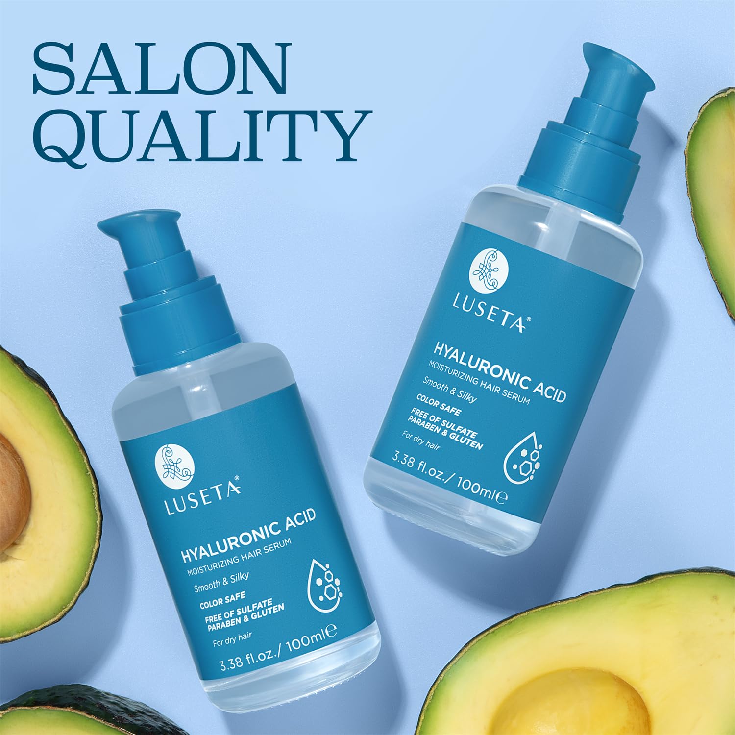 Luseta frizz-control image showing smoother hair after use.