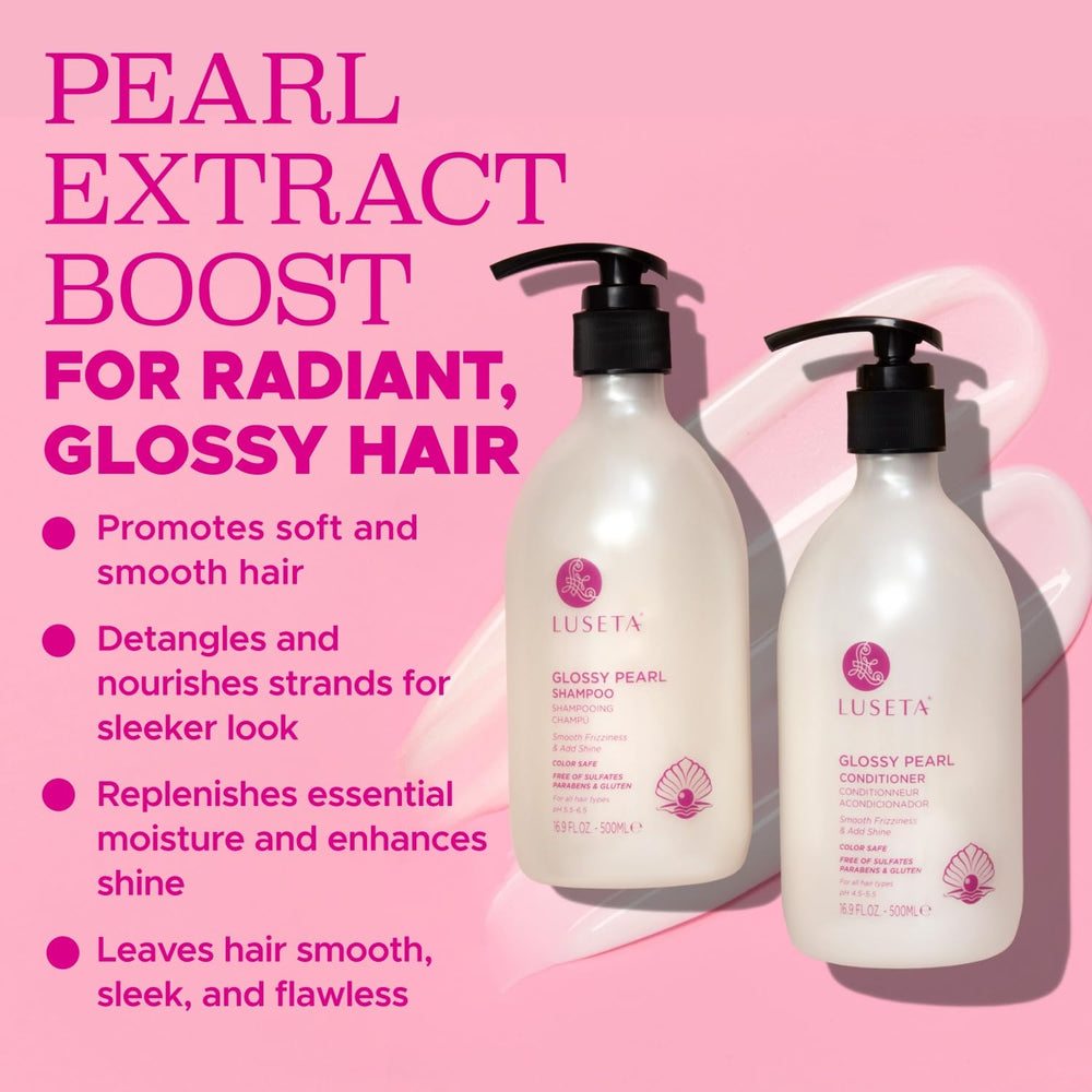 Luseta Glossy Pearl Conditioner pump for quick, even application.