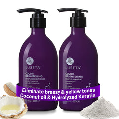 Luseta purple shampoo bottle pour reduces brass for blonde and gray hair