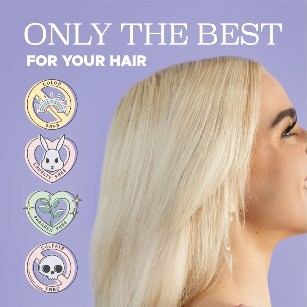 Luseta purple shampoo label shows sulfate-free and color-safe benefits