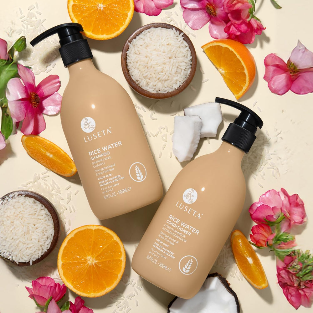 Luseta Rice Water in bathroom routine for all hair types.