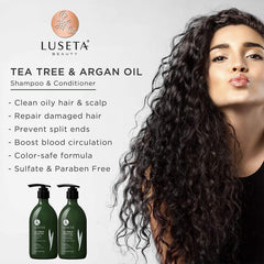 Luseta Tea Tree Argan Detangling Conditioner bottle provides extra moisture.