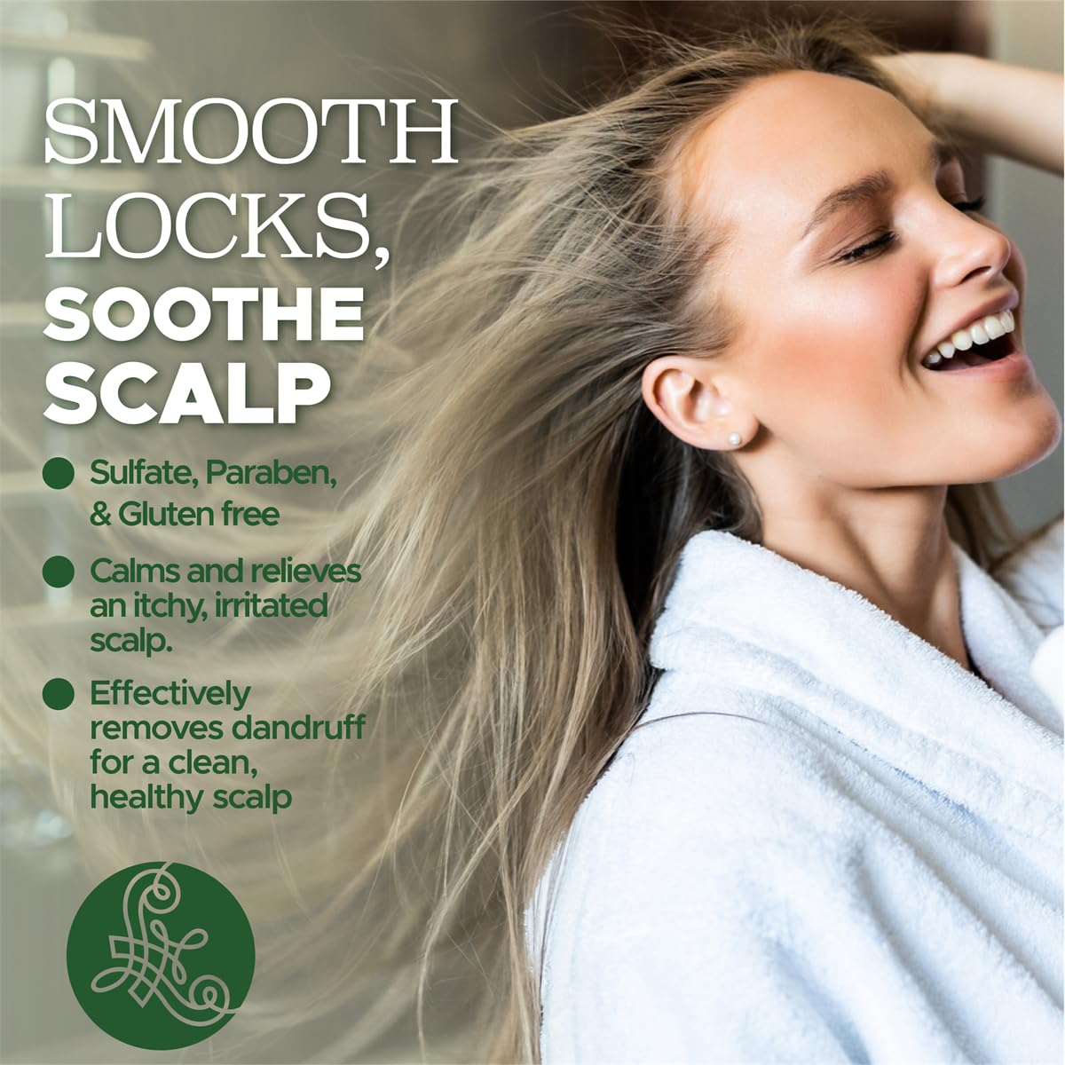 Luseta Tea Tree Mint Shampoo label highlights tea tree and peppermint with clarifying benefits.