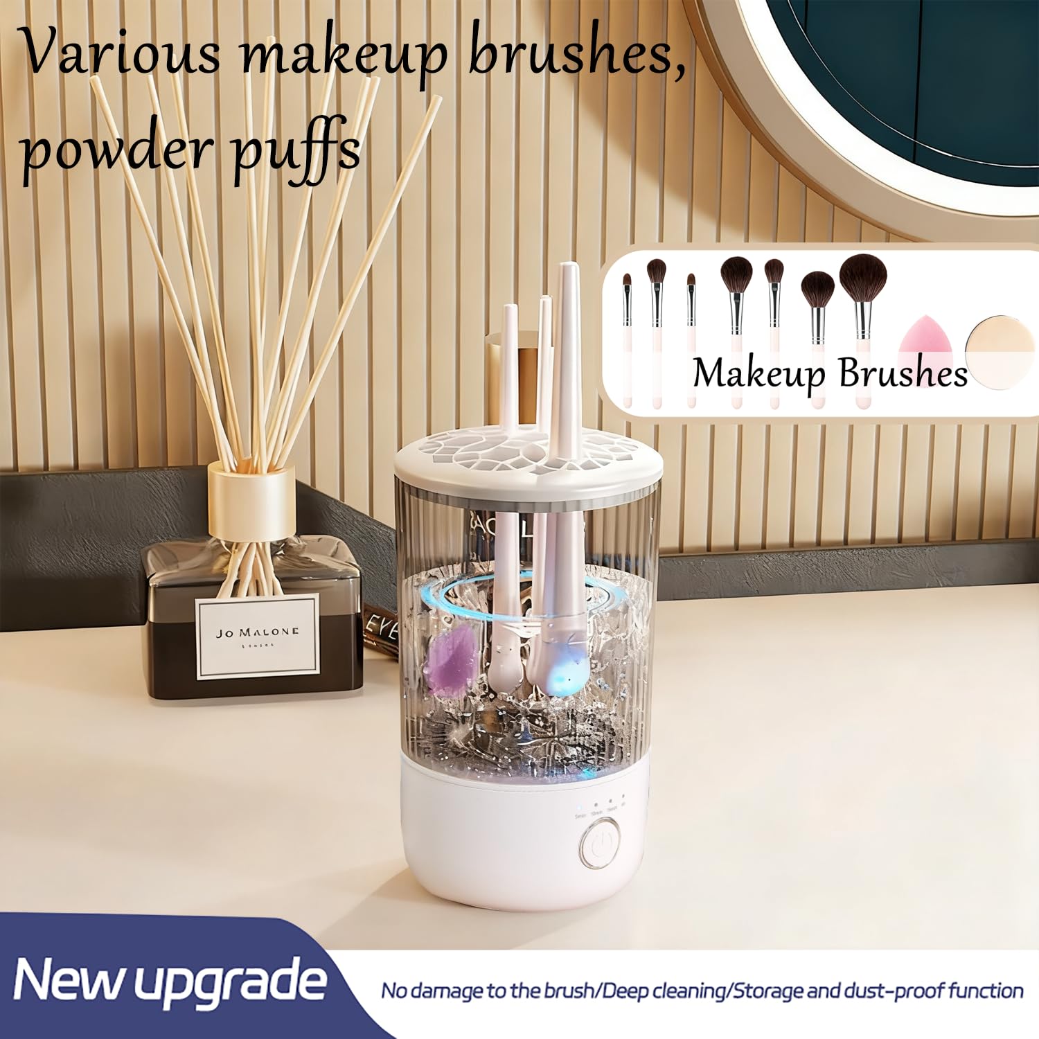 Portable Luslife cleaner with 1800mAh battery for travel-friendly skincare routines.