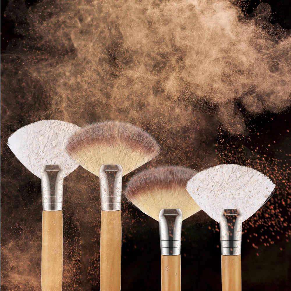 Lusofie short-handle fan brush offers easy control during makeup.