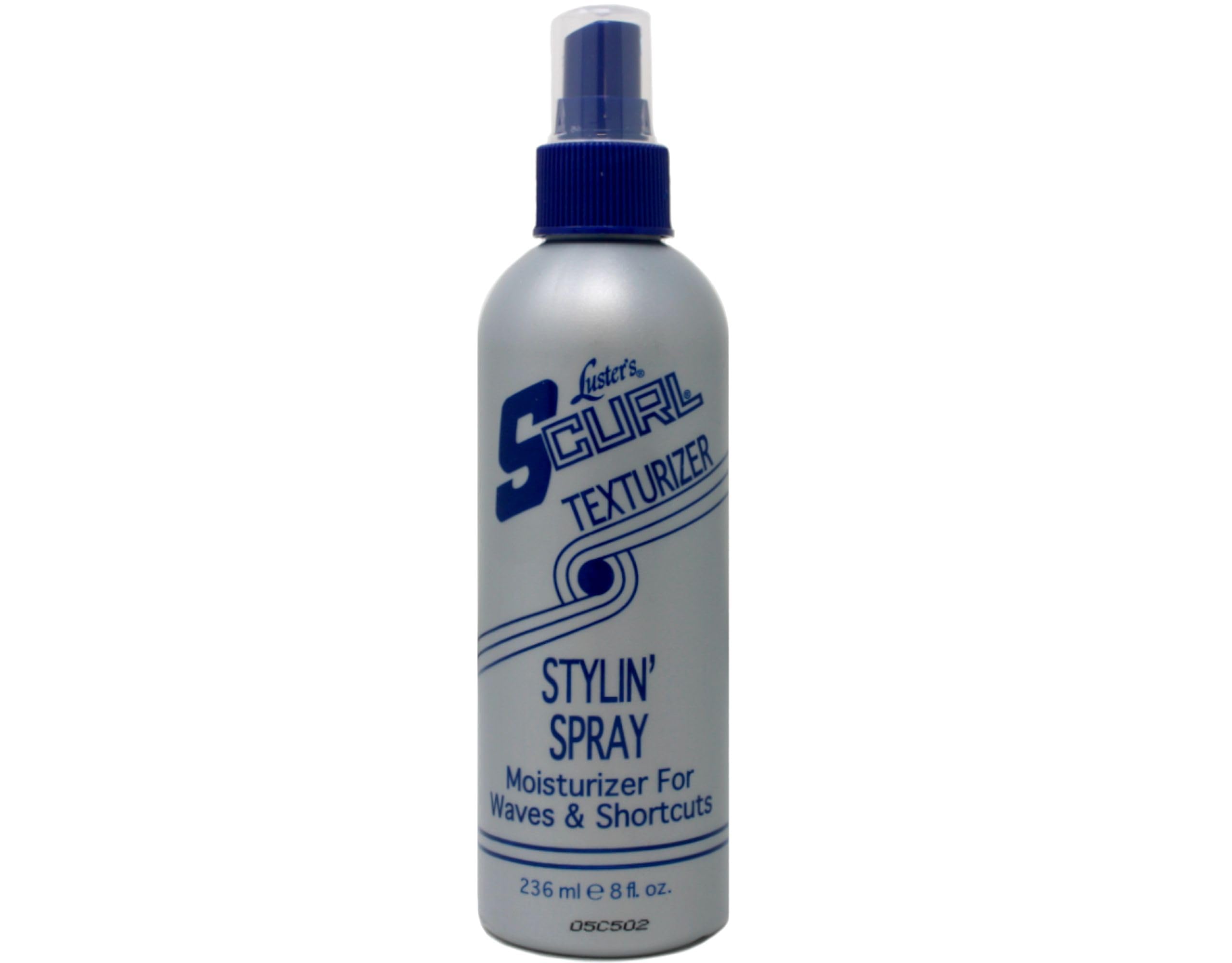 Luster S Curl Texturizer Styling Spray bottle provides light hold for defined waves.