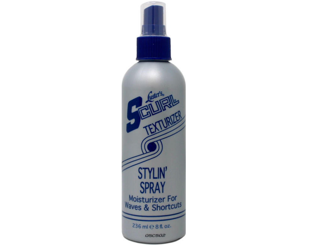 Luster S Curl Texturizer Styling Spray bottle provides light hold for defined waves.