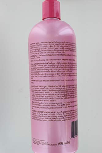 Luster's Pink Oil Moisturizer 946 ml bottle for long-lasting hydration.