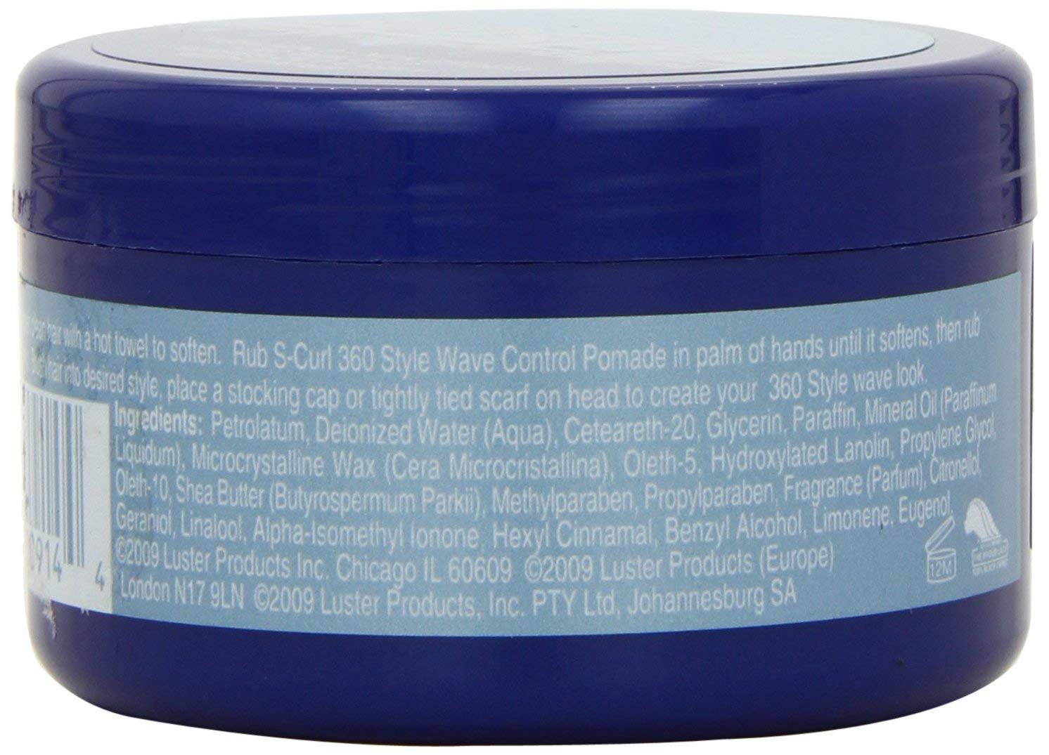 Luster's S-Curl 360 Wave Control Pomade application glide demonstrates easy smoothing.