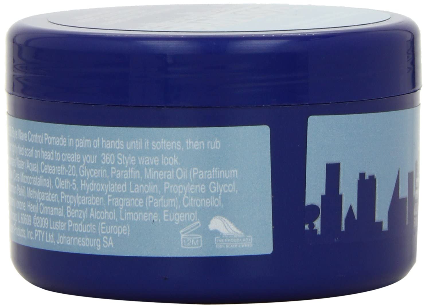 Luster's S-Curl 360 Wave Control Pomade hair gloss shot conveys healthy sheen.